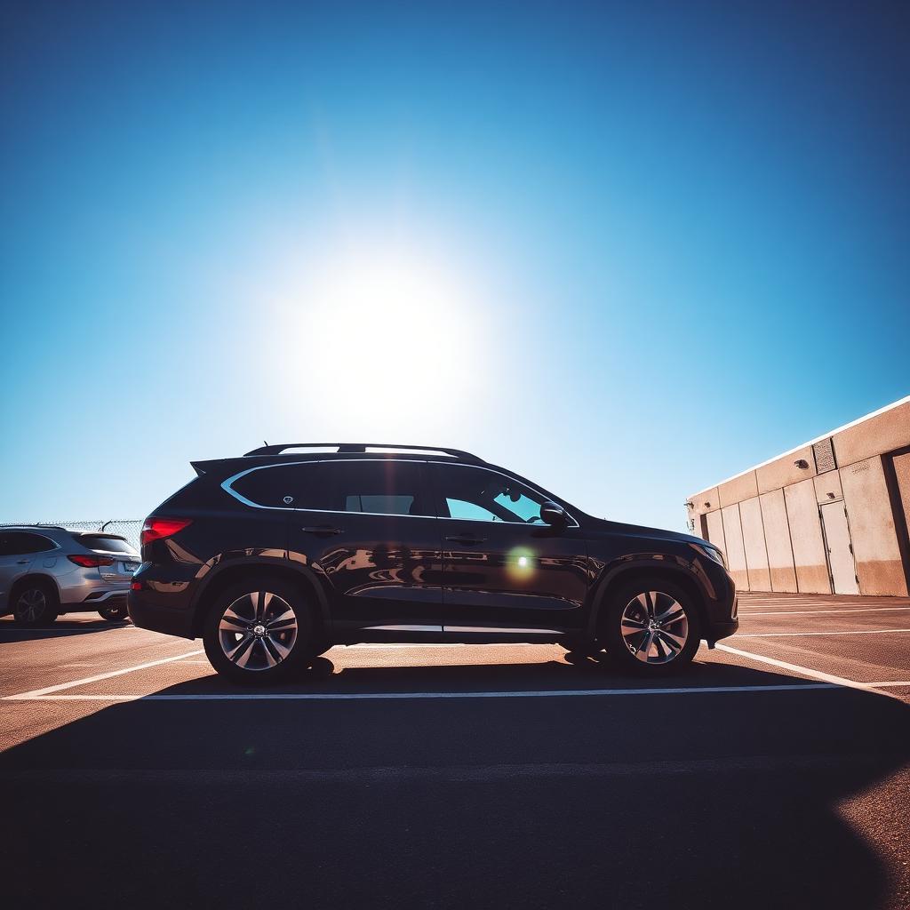 A tinted SUV parked under harsh Melbourne summer sun.