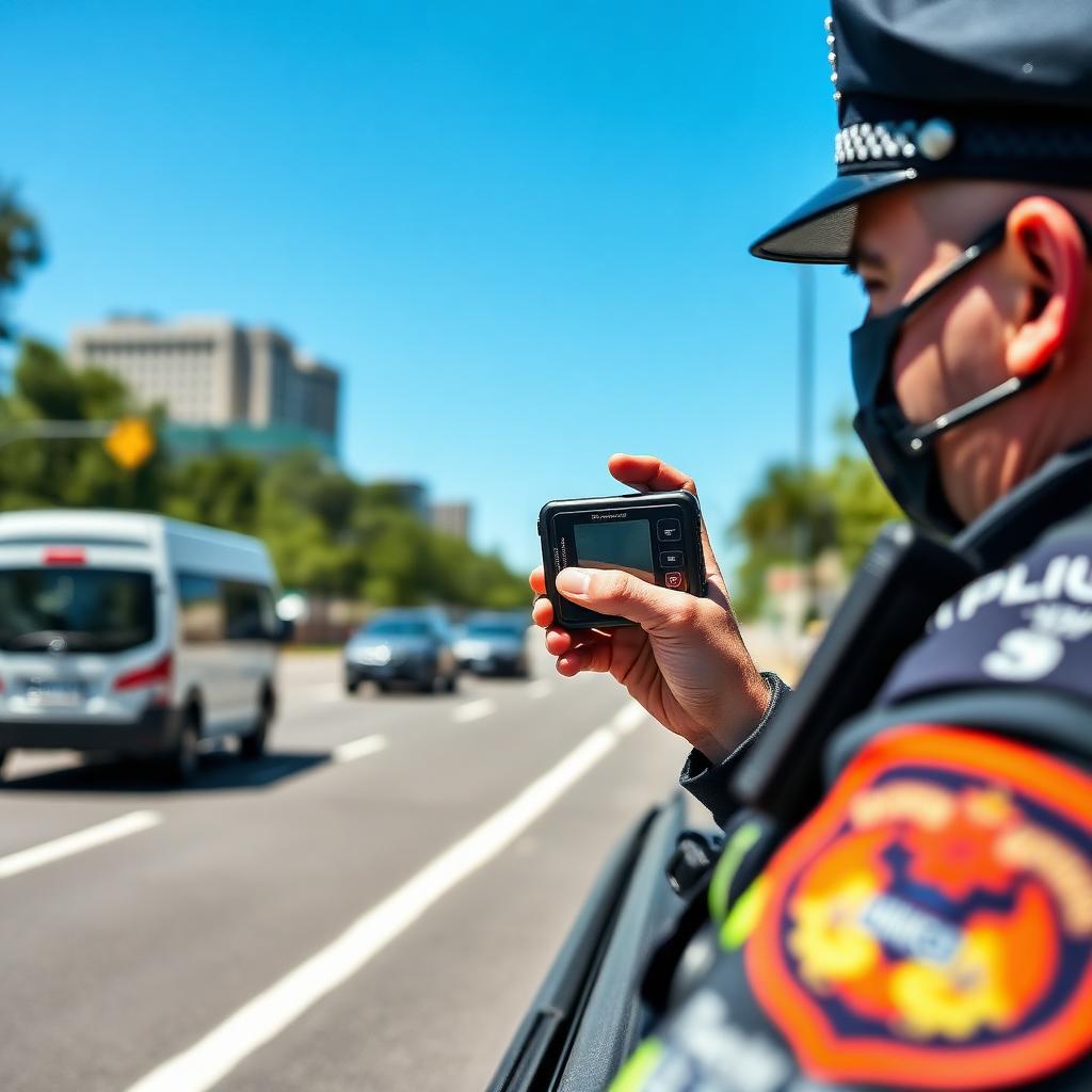 Victoria Police use handheld VLT meters to check tint at the roadside.